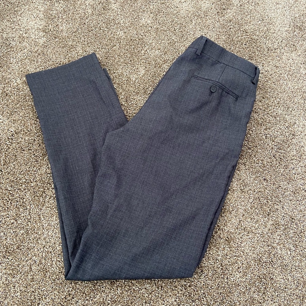 Wilke Rodriguez Dark Gray Plaid Slim Straight Dress Work Pants Size 34x34